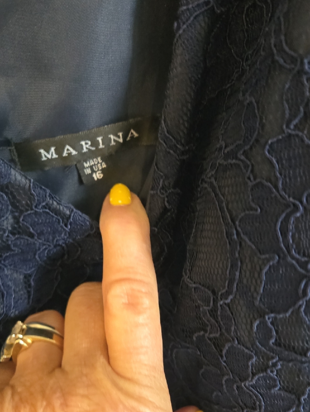 MARINA Navy Floral Lace Dress